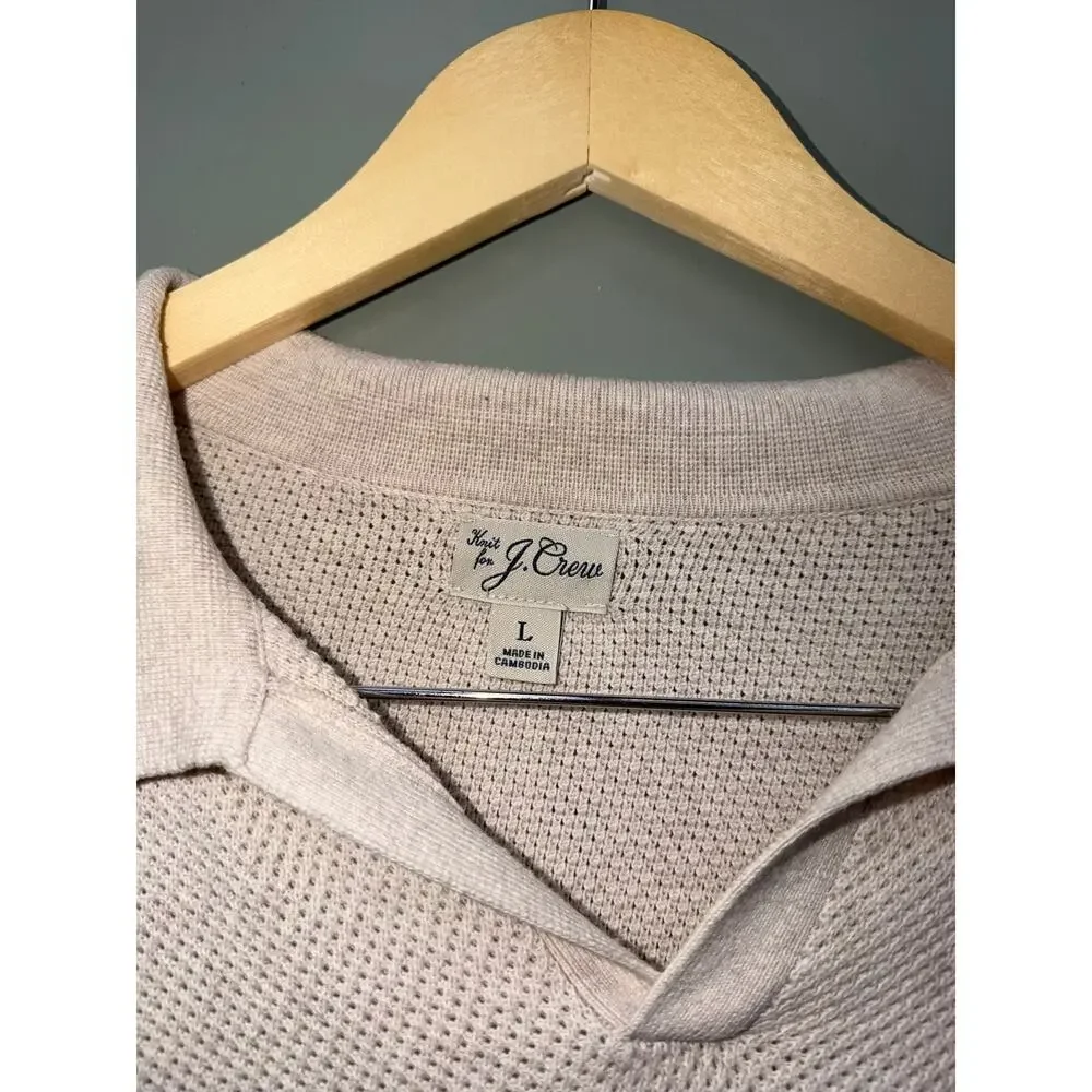 J.Crew Cotton Birdseye Knit Polo Sweater Men's Large Quiet Luxury